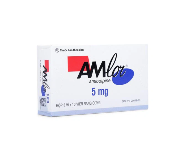 Thuốc Amlor 5mg Viatris điều trị tăng huyết áp, đau thắt ngực (Hộp 3 vỉ x 10 viên)