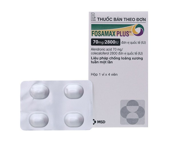 Thuốc Fosamax Plus 70mg/2800IU trị loãng xương (Hộp 1 vỉ x 4 viên)
