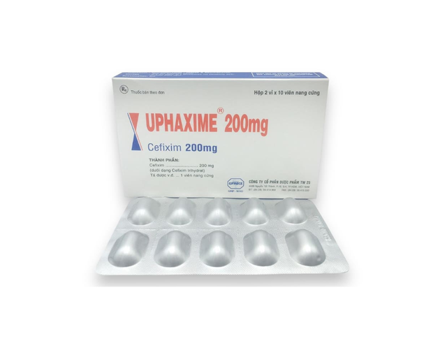 Thuốc Uphaxime 200mg điều trị nhiễm khuẩn tiết niệu, viêm tai giữa, viêm họng (Hộp 2 vỉ x 10 viên)