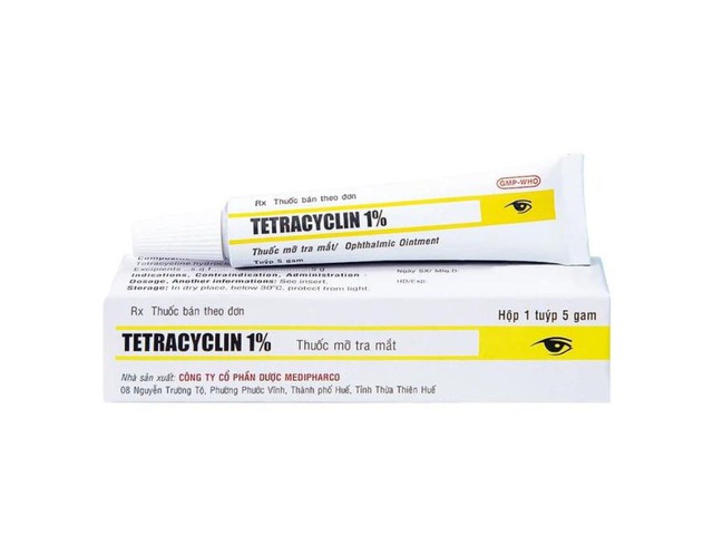 Thuốc mỡ tra mắt Tetracyclin 1% Medipharco điều trị đau mắt hột (5g)