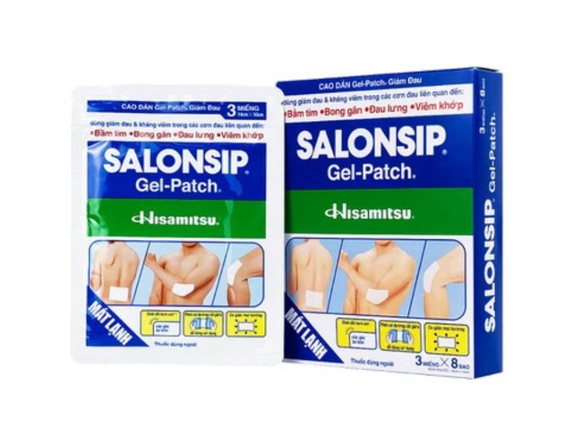 Cao dán - gel Salonship giảm đau, kháng viêm do bầm tím, bong gân  (Hộp 8 gói x 3 miếng)