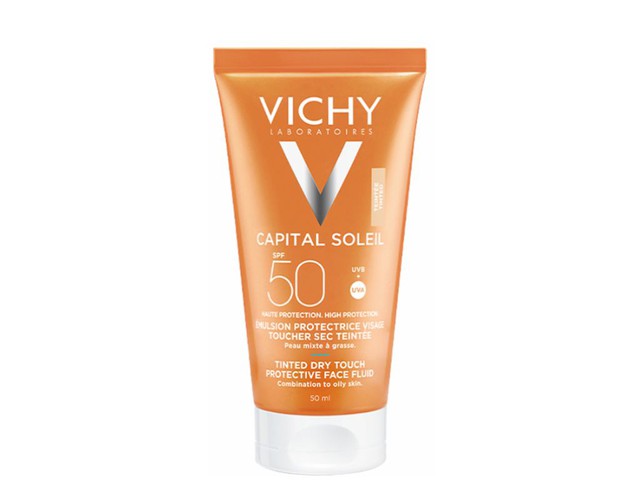 Kem chống nắng Vichy Capital Soleil Dry Touch Face Fluid SPF50 UVA+UVB mờ đốm nâu, chống lão hóa (Tuýp 50ml)
