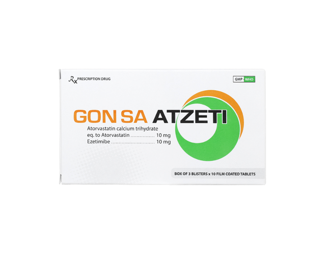 Thuốc Gonsa Atzeti 10mg điều trị tăng lipid máu nguyên phát (3 vỉ x 10 viên)