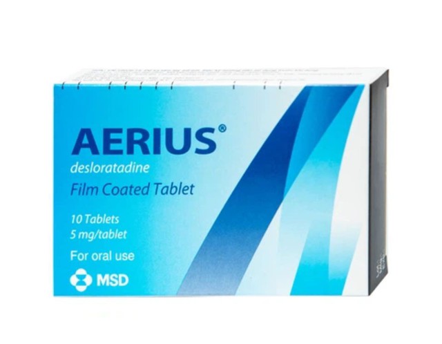 Thuốc Aerius 5mg giảm nhanh các triệu chứng viêm mũi dị ứng, mày đay (Hộp 1 vỉ x 10 viên)