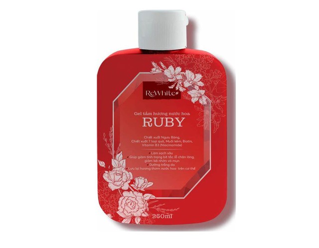 Gel tắm hương nước hoa Ruby Rewhite làm sạch tối ưu (Chai 250ml)