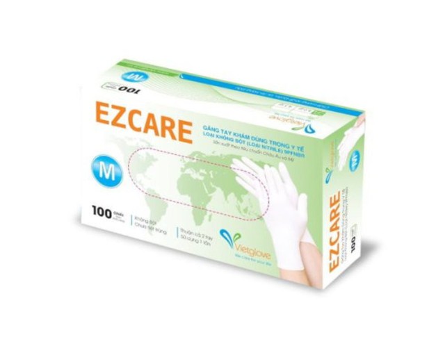 Găng Tay Cao Su Y Tế Ezcare Nitrile (không bột - đen) Size S (Hộp 100 chiếc)