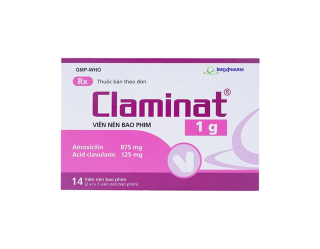 Thuốc Claminat 1g Imexpharm điều trị nhiễm khuẩn (Hộp 2 vỉ x 7 viên)