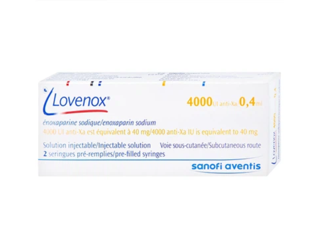 Dung dịch tiêm Lovenox 4000 anti-Xa IU/0.4 ml điều trị dự phòng bệnh thuyên tắc huyết khối tĩnh mạch (Hộp 2 ống)
