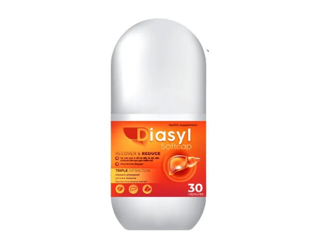 Viên uống Diasyl Softcap hỗ trợ giải độc gan, bảo vệ gan (Lọ 30 viên)