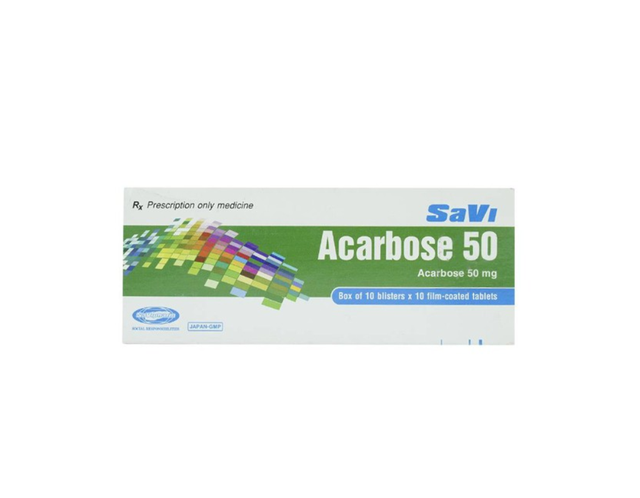 Thuốc Acarbose 50mg SaVi điều trị đái tháo đường (Hộp 10 vỉ x 10 viên)