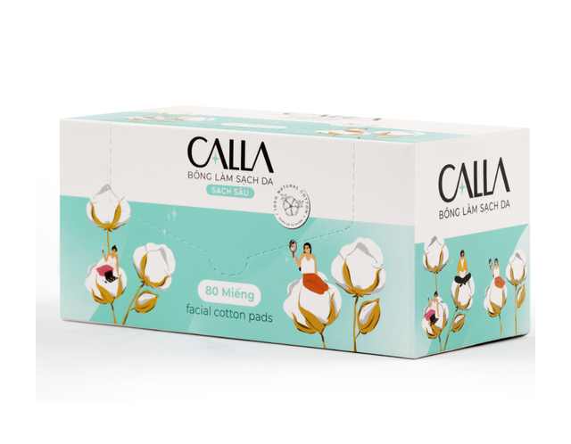 Bông làm sạch da CALLA Bạch Tuyết sạch sâu và cấp ẩm (Hộp 80 miếng)