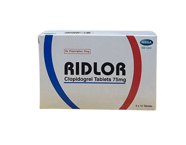 Thuốc Ridlor 75mg ngăn ngừa tai biến đông máu (Hộp 3 vỉ x 10 viên)