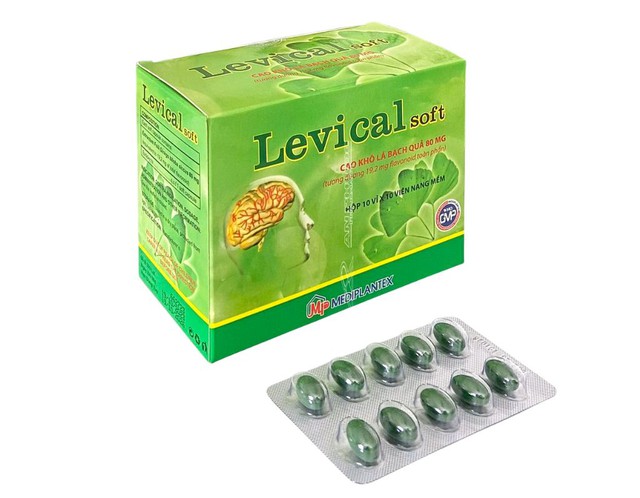 Thuốc Levical Soft 80mg hỗ trợ người giảm trí nhớ, kém tập trung, thiểu năng tuần hoàn não (10 vỉ * 10 viên)