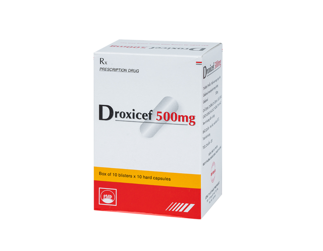 Thuốc Droxicef 500mg điều trị nhiễm khuẩn đường tiểu, da, viêm họng (Hộp 10 vỉ x 10 viên)