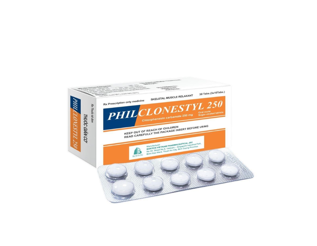 Thuốc giãn cơ Philclonestyl 250mg điều trị đau do cứng cơ (Hộp 3 vỉ x 10 viên)