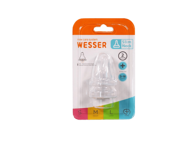 Núm vú Wesser cổ hẹp size M mềm mại, an toàn cho bé (Vỉ 2 cái)