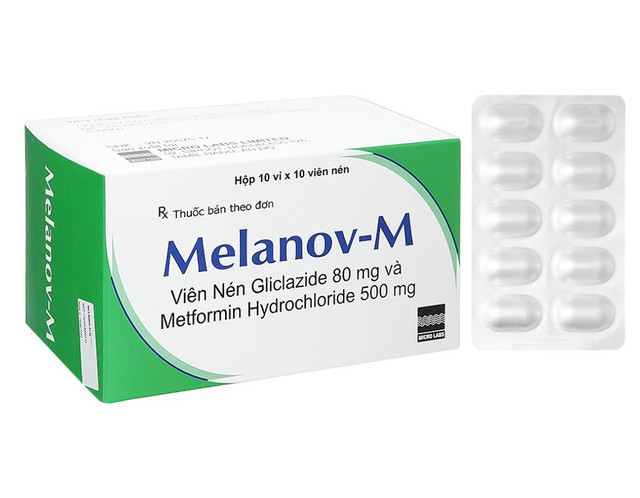 Thuốc Melanov-M 80mg/500mg Tab trị tiểu đường tuýp 2 không phụ thuộc insulin (10 vỉ * 10 viên)