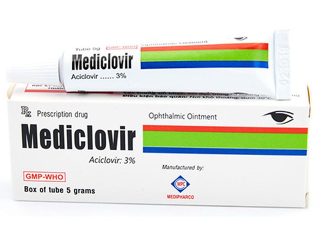 Thuốc mỡ tra mắt Mediclovir 3% eye oinment điều trị viêm giác mạc (tuýp 5g)