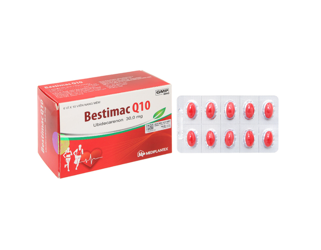 Thuốc Bestimac Q10 30mg điều trị tăng cholesterol máu, suy tim sung huyết (Hộp 6 vỉ x 10 viên)