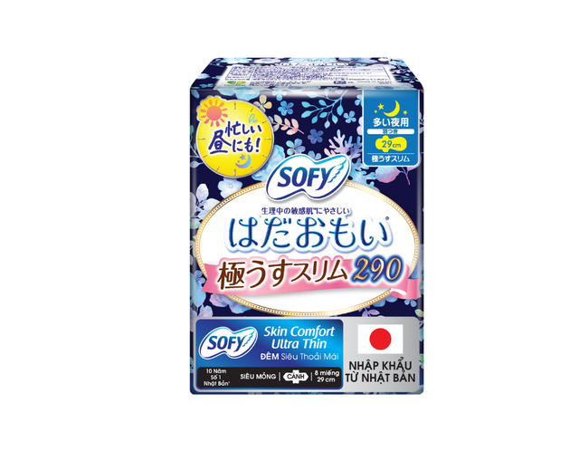 Băng Vệ Sinh Sofy Skin Comfort Ultra Thin Cánh 29cm (Gói 8 miếng)