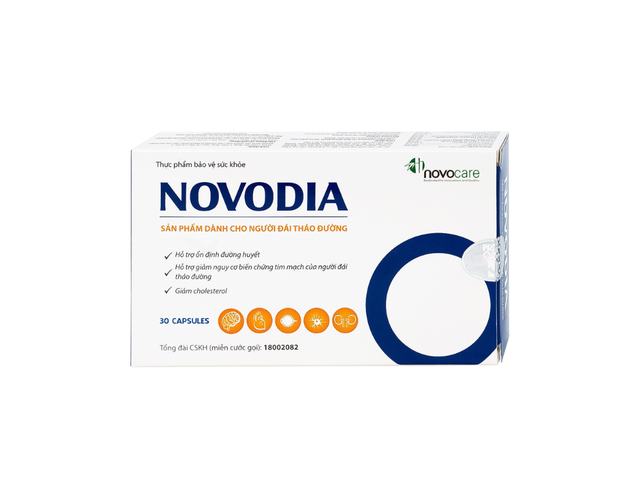 Novodia Cap hỗ trợ điều trị, ngăn ngừa biến chứng đái tháo đường (Hộp 2 vỉ x 15 viên)        