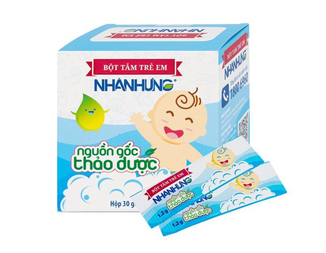 Bột pha nước tắm trẻ em Nhân Hưng làm sạch da, kháng khuẩn (Hộp 30 gói)