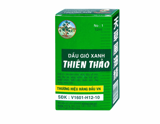 Dầu gió xanh Thiên Thảo điều trị cảm, ho, sổ mũi, nhứt đầu, say nắng (Hộp 1 chai 12ml)