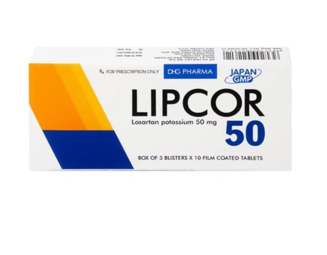 Viên nén Lipcor 50 DHG Pharma điều trị tăng huyết áp (3 vỉ x 10 viên)