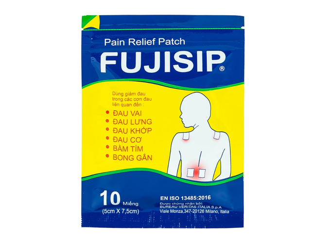 Miếng dán giảm đau Fujisip 5cmx7.5cm (Hộp 20 túi x 10 miếng)