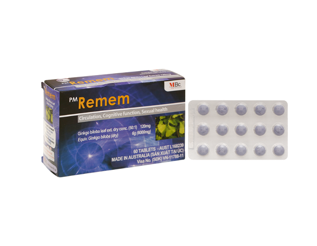 Thuốc PM Remem điều trị suy tuần hoàn não,cải thiện trí nhớ (Hộp 4 vỉ x 15 viên)