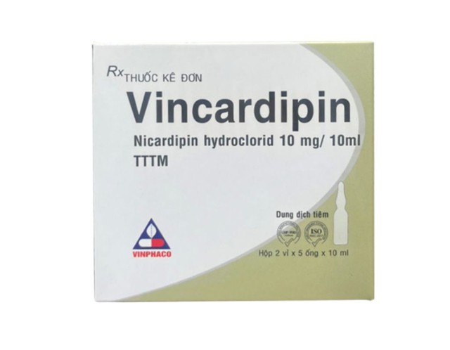 Thuốc Vincardipin 10mg/10ml Inj điều trị đau thắt ngực, tăng huyết áp (Hộp 2 vỉ * 5 ống)