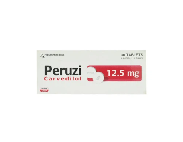 Thuốc Peruzi 12.5mg DaViPharm điều trị tăng huyết áp, đau thắt ngực (Hộp 3 vỉ x 10 viên)