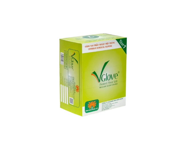 Găng tay phẫu thuật đã tiệt trùng VGlove 10.0g size 7 (Hộp 10 đôi)