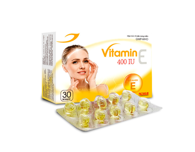 Vitamin E 400 IU Medisun điều trị và phòng ngừa thiếu vitamin E (Hộp 3 vỉ x 10 viên)