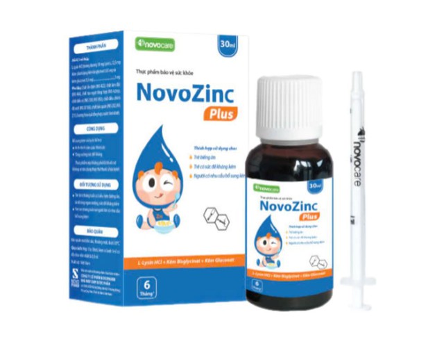 Dung dịch NovoZinc Plus bổ sung Kẽm và Lysin giúp trẻ giảm biếng ăn, tăng đề kháng (Chai 30ml)