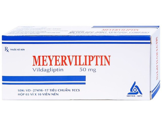 Thuốc Meyerviliptin 50mg Tab hỗ trợ chế độ ăn kiêng, kiếm soát đường huyết (3 vỉ * 10 viên)