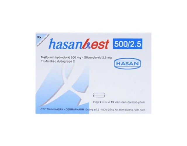 Thuốc Hasanbest 500/2,5 Hasan điều trị đái tháo đường tuýp 2 (Hộp 2 vỉ x 15 viên)