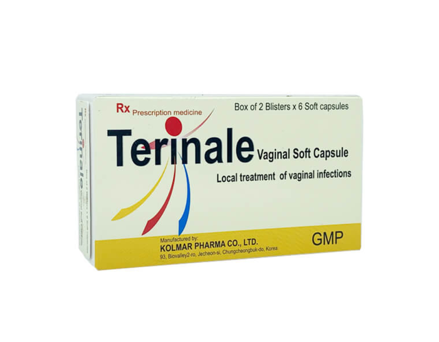 Thuốc đặt âm đạo Terinale điều trị nhiễm trùng âm đạo do nấm Candida (Hộp 2 vỉ x 6 viên)