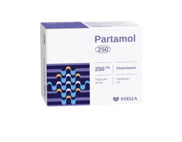 Thuốc Partamol 250mg giảm cơn đau và sốt từ nhẹ đến vừa (Hộp 20 gói)        