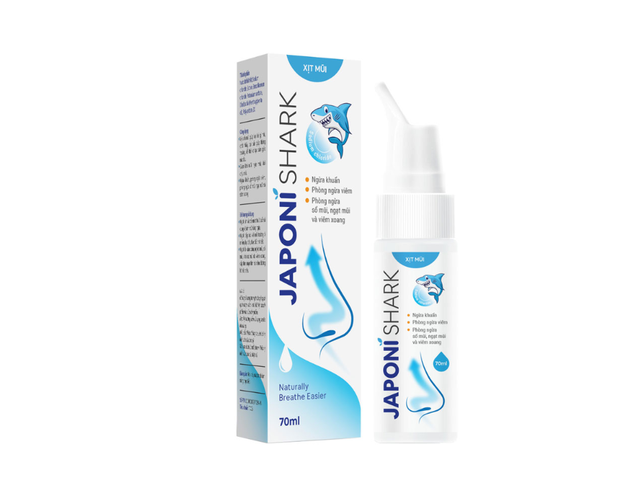 Xịt mũi Japoin Shark ngừa khuẩn, phòng ngừa sổ mũi ngạt mũi và viêm xoang chai (Hộp 1 chai 70ml)