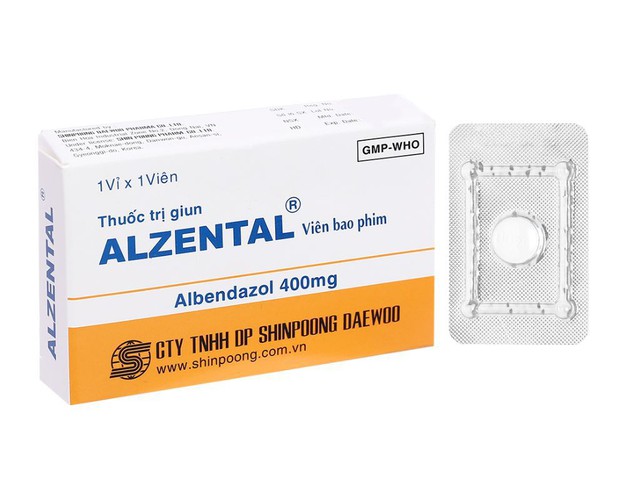 Thuốc Alzental 400mg điều trị nhiễm giun, sán (Hộp 1 vỉ x 1 viên)