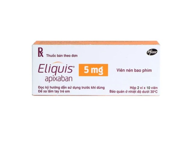 Viên nén bao phim Eliquis 5mg phòng ngừa huyết khối (Hộp 2 vỉ x 10 viên)