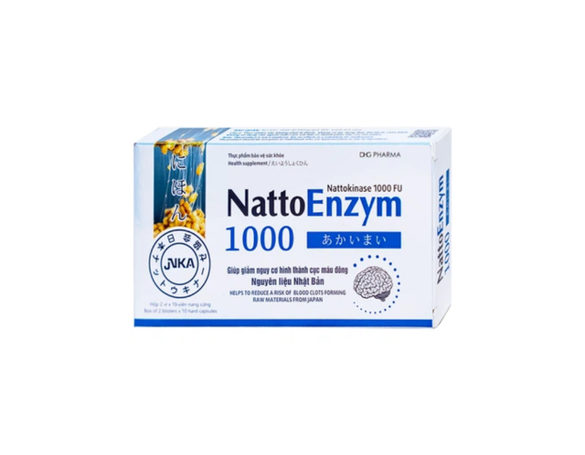 Viên uống NattoEnzym 1000 Cap DHG giúp giảm nguy cơ hình thành cục máu đông (Hộp 2 vỉ x 10 viên)