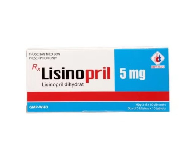 Thuốc Lisinopril 5mg điều trị tăng huyết áp (Hộp 3 vỉ x 10 viên)