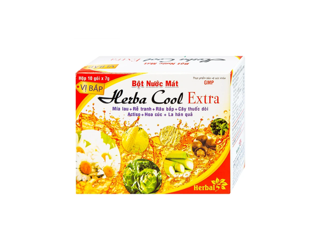Bột nước mát Herba Cool Extra vị bắp mát gan, thanh nhiệt, lợi tiểu (Hộp 10 gói)
