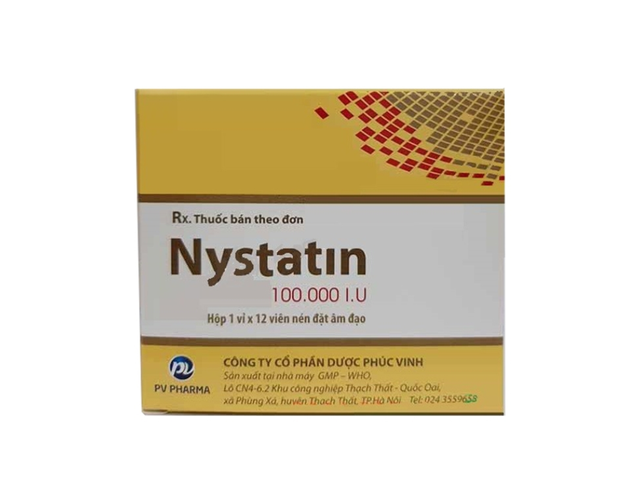 Viên đặt âm đạo Nystatin 100.000 I.U điều trị nhiễm nấm âm hộ, âm đạo (Hộp 12 viên)