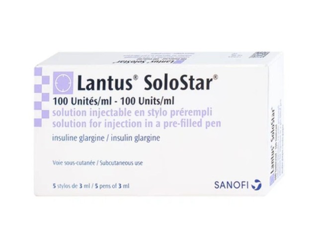Bút tiêm Lantus SoloStar 100 Units/ml điều trị đái tháo đường (Hộp 5 cây x 3ml)