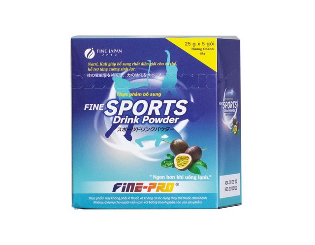 Bột pha Fine Sports Drink Powder hương chanh dây tăng cường thể lực, giảm mệt mỏi, ngăn ngừa mất nước (Hộp 5 gói)