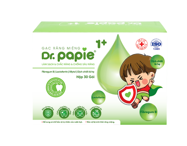 Gạc răng miệng dr.Papie 1+ làm sạch và bảo vệ răng miệng cho bé (Hộp 30 gói)