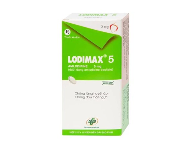 Thuốc Lodimax 5 chống tăng huyết áp, đau thắt ngực (Hộp 2 vỉ x 10 viên)